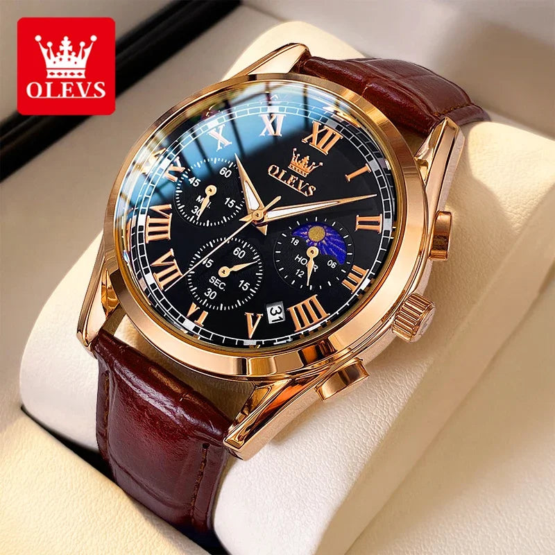 OLEVS 2871  Relógio Pulseira em couro, estilo clássico