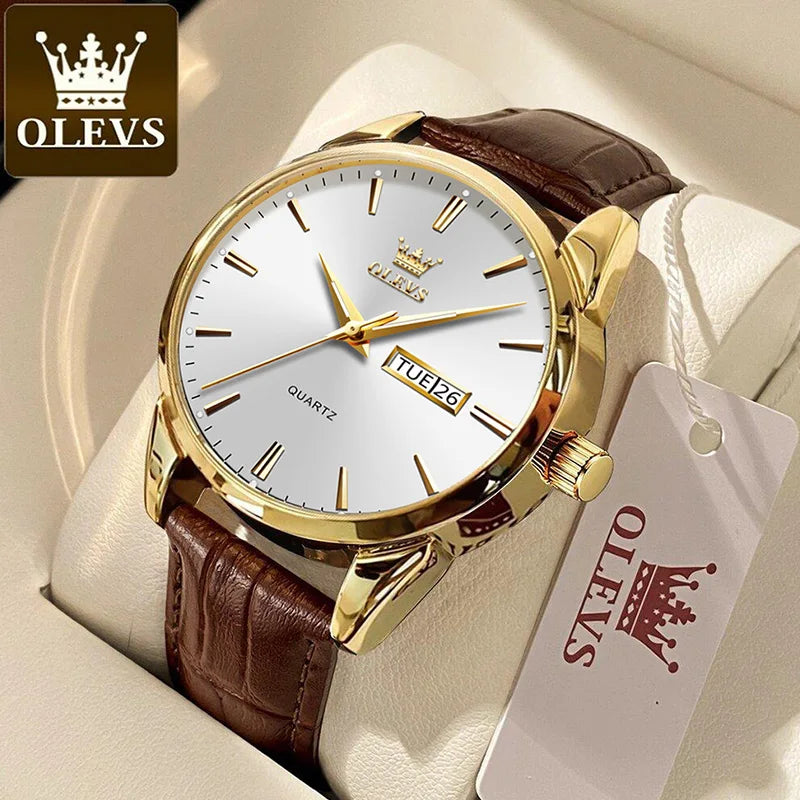 OLEVS Relógio Pulseira em couro, estilo clássico