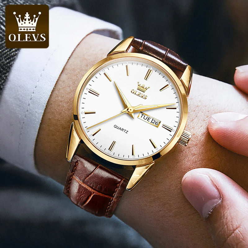 OLEVS Relógio Pulseira em couro, estilo clássico