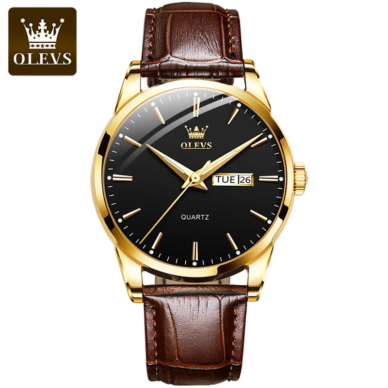 OLEVS Relógio Pulseira em couro, estilo clássico