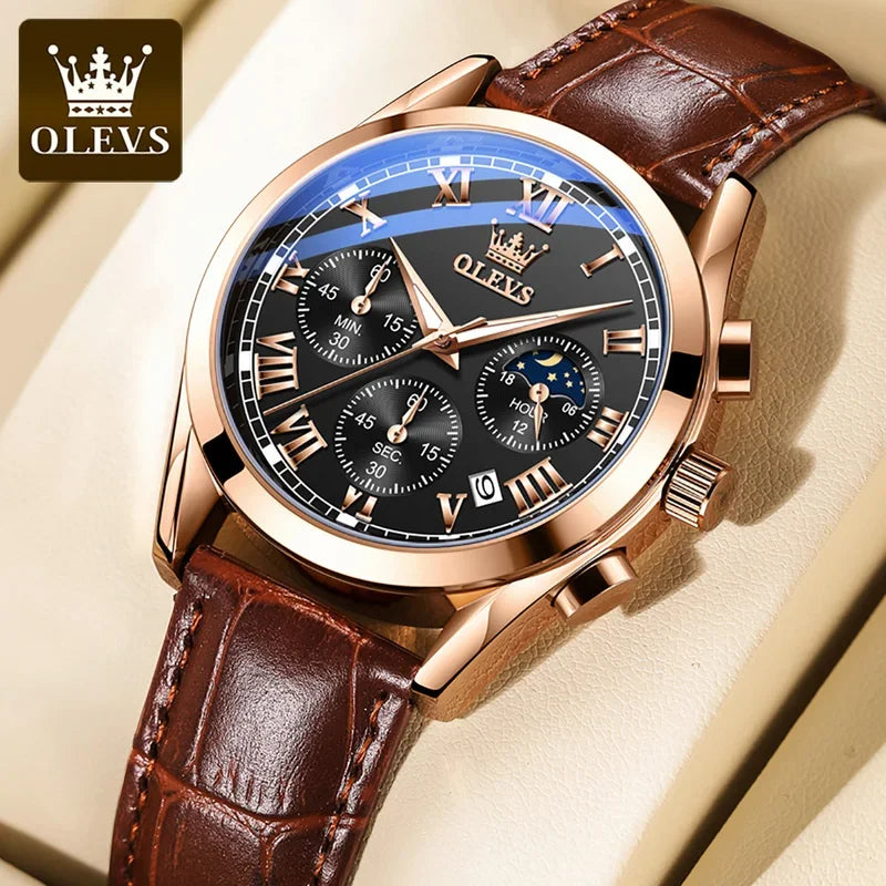 OLEVS 2871  Relógio Pulseira em couro, estilo clássico