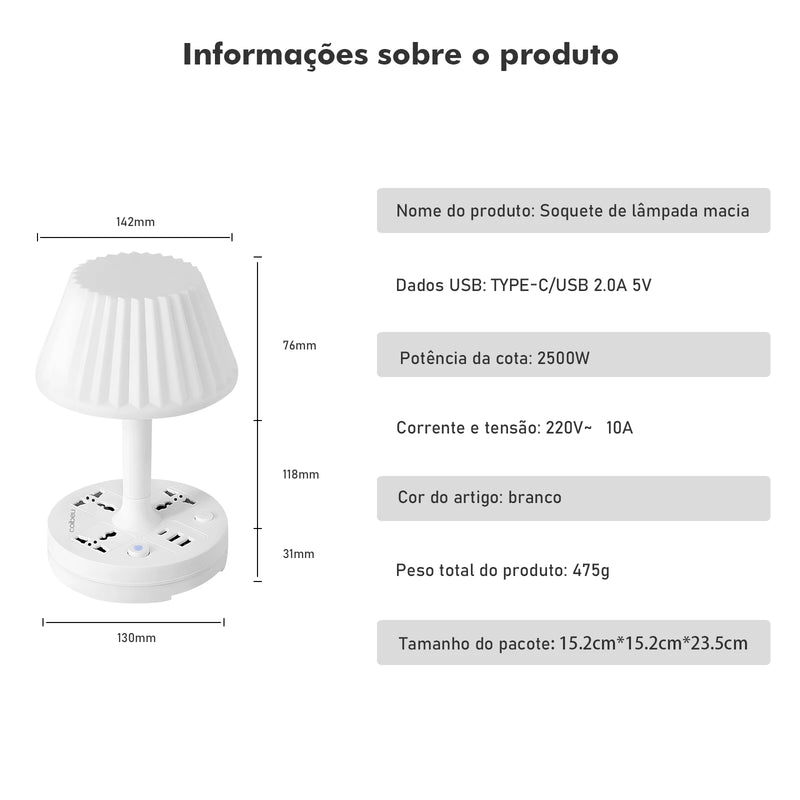 ABAJUR TOMADA LAMPADA DE MESA, FILTRO E SOQUETE