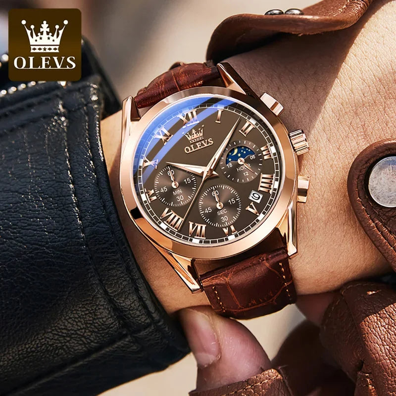 OLEVS 2871  Relógio Pulseira em couro, estilo clássico