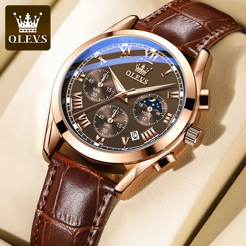OLEVS 2871  Relógio Pulseira em couro, estilo clássico