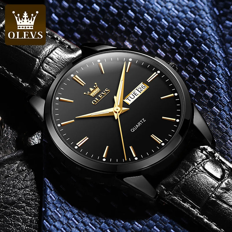 OLEVS Relógio Pulseira em couro, estilo clássico