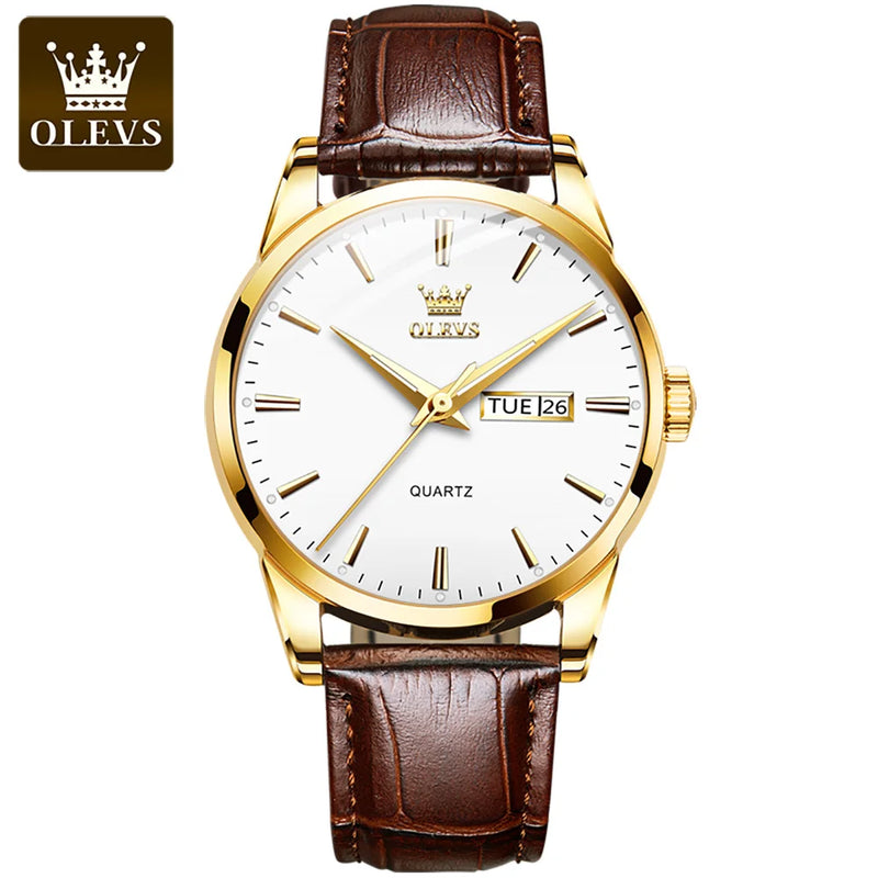 OLEVS Relógio Pulseira em couro, estilo clássico
