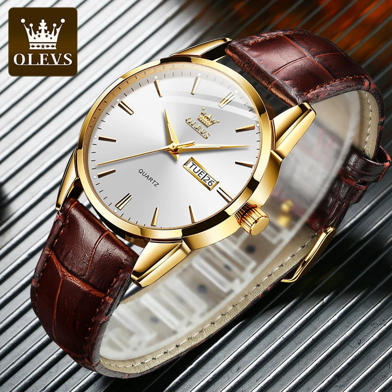OLEVS Relógio Pulseira em couro, estilo clássico
